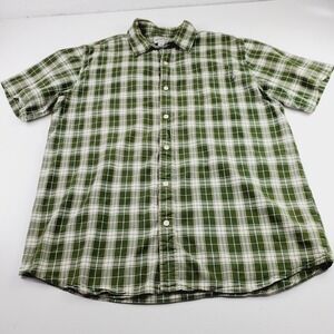 Carhartt Men Shirt Green Plaid Short Sleeves Size XL Front Pocket Chest Casual